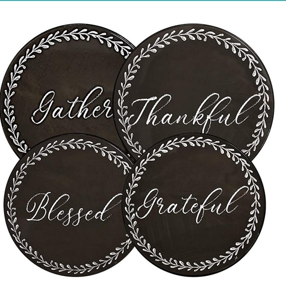 Range Kleen Range Covers Chalkboard Farmhouse Shabby Chic Black White 4 PC Set - Picture 1 of 11